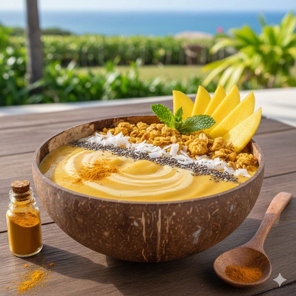 Luscious and Nourishing Turmeric-Infused Mango Smoothie Bowl Recipe